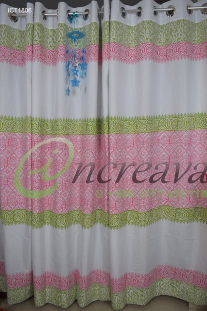 Pink Green Shade Curtain